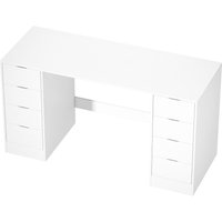 HOMCOM Schreibtisch mit 8 Schubladen Bürotisch 140 x 53 x 75 cm Moderner Computertisch Tisch für Büro, Wohnzimmer Weiß Aosom – Ansicht 1