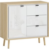 HOMCOM Küchenschrank mit 3 Schubladen und Schrank, Modernes Küchenmöbel mit verstellbarem Regal, Sideboard für Wohnzimmer, Esszimmer und Wohnzimmer, 80x35x77 cm – Ansicht 1