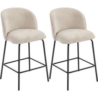 HOMCOM Barhocker 2er Set Barstuhl, Tresenhocker mit Fußstütze, Lehne, Chenille-Optik, Sitzhöhe 68 cm Küchenstühle mit Stahlgestell Loungesessel für Küche, Wohnz – Ansicht 1