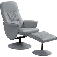 HOMCOM Relaxsessel mit Hocker, Fernsehsessel, TV Sessel mit Liegefunktion, Drehbarer Polstersessel für Wohnzimmer, Schlafzimmer, bis 160 kg, Kunstleder, Hellgra – Ansicht 1