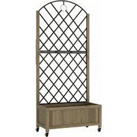 Outsunny Holz-Pflanzkasten mit Metallgitter und Rollen, großer Außen-Pflanzkasten für Kletterpflanzen, erhöhter Pflanzkübel für Patio, Terrasse, 72x36x168 cm, C – Ansicht 1