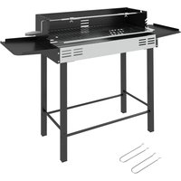 Outsunny Holzkohlegrill Campinggrill klappbar mit Grillrost & Rotisserie-Kit, faltbar, rostfreier Stahl & Metall, Schwarz für Garten BBQ Aosom.de – Ansicht 1