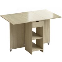 HOMCOM Esstisch Klappbar, Küchentisch mit Schublade und 2 Ablagen für 2-4 Personen, Moderner Esszimmertisch Klapptisch für Kleine Räume, Esszimmer, Küche, 114,5 – Ansicht 1