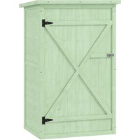 Outsunny Gartenschrank Holz Geräteschuppen mit Ablage Abschließbar Tür Bodenplatte Asphalt-Pultdach 75 x 56 x 115 cm Wasserfest kompakter Geräteschrank Geräteha – Ansicht 1
