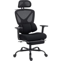 HOMCOM Bürostuhl, Ergonomischer Schreibtischstuhl mit 3D Einstellbarer Armlehne, Lendenstütze Kopfstütze, Höhenverstellbarer Computerstuhl Drehstuhl mit Wippfun – Ansicht 1