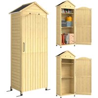 Outsunny Gartenschrank Holz geräteschuppen holz verstellbare Ablage magnetische Tür galvanisiertes Dach Belüftung für Garten Naturholz Aosom.de – Ansicht 1