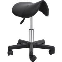HOMCOM Rollhocker Höhenverstellbarer Drehhocker mit Rädern, drehbarer Salonstuhl aus Kunstleder in Schwarz, ideal für Friseursalons & Büros Aosom.de – Ansicht 1