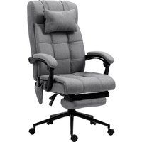 Vinsetto Bürostuhl mit Massagefunktion ergonomisch höhenverstellbar mit Lendenheizung Fußstütze Kopfstütze Polyester Grau 66x76x112-120cm Aosom.de – Ansicht 1