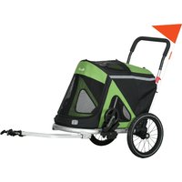 PawHut Hundeanhänger 2in1 Hundebuggy Hundefahrradanhänger mit Sicherheitsleine und Reflektoren bis 20kg Oxford Grün für sichere Ausflüge Aosom.de – Ansicht 1