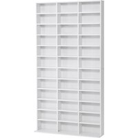 HOMCOM CD/DVD Regal Aufbewahrung für 1116 CDs 36 höhenverstellbare Fächer 195 x 102 x 23,5 cm Weiß Aosom – Ansicht 1