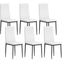HOMCOM 6er-Set moderne Esszimmerstühle, gepolstert mit Kunstleinen, hohe Rückenlehne, Metallbeine, für Wohnzimmer, Weiß Aosom – Ansicht 1