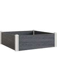 Outsunny Hochbeet aus Vinyl, 102x102x33 cm, modulares Steck-Set mit Steckfüßen und offenem Boden, Pflanzkasten/Hochbeet für Blumen, Kräuter und Gemüse, Dunkelgr – Ansicht 1