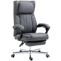 Vinsetto Bürostuhl ergonomischer Schreibtischstuhl drehbarer Sitz Neigungsfunktion Höhenverstellbar Armlehnen Kopfstütze Fußstütze 65 x 61 x 105-113 cm - Grau A