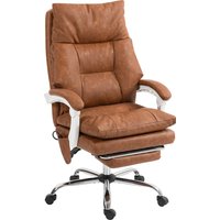 HOMCOM Ergonomischer Bürostuhl Bürosessel aus PU Aufblasbare Lendenstütze Neigbarer Rücken Höhenverstellbar Fußstütze Dicke Polsterung 360° drehbar für Computer – Ansicht 1