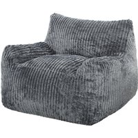HOMCOM Sitzsack Bodensofa mit Rückenlehne Bodenstuhl Cloud-Sessel Bodensessel mit Cord-Optik, für Schlafzimmer, Wohnzimmer, ohne Montage, Grau Aosom