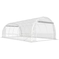 Outsunny Gewächshaus für Außen 6x3x2 m, Tunnelgewächshaus mit 2 Aufrolltüren, verzinkter Stahlrahmen und PE-Abdeckung 150 g/m², UV-beständig, wasserdicht, für A – Ansicht 1