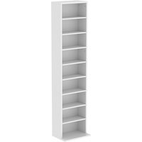 HOMCOM CD-/DVD-Regal, 9 Ebenen, schmales Standregal mit 6 verstellbaren Böden, für 260 CDs oder 120 DVDs, Weiß Aosom – Ansicht 1