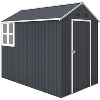 Outsunny Geräteschuppen Stahl 4㎡ mit Fenster abschließbarer Gartenschrank 259 x 172 x 222 cm Gartenhaus für Balkon Terrasse Dunkelgrau Aosom.de – Ansicht 1
