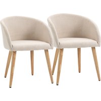 HOMCOM Esszimmerstühle 2er Set Küchenstuhl mit Rückenlehne, Leinen-Optik, modern Polsterstuhl mit Armlehne, Holzbeine, Sessel für Esstisch, Essstuhl für Lounge  – Ansicht 1