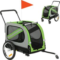 PawHut 2-in-1 Fahrradanhänger für Hunde, faltbarer Hundebuggy für mittelgroße Hunde und Katzen mit Sicherheitsgurt, Flagge und Reflektoren, Tragfähigkeit 20 kg, – Ansicht 1