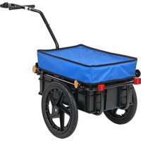 HOMCOM Fahrradanhänger für Gepäck, 40 kg, Handwagen mit wasserfester Oxford-Stoffabdeckung, Reflektoren, Stahlrahmen und Griffen, 144x59x80 cm, Blau Aosom – Ansicht 1