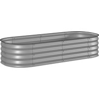 Outsunny Hochbeet Metall Pflanzkasten 150 x 62 x 30 cm Gemüsebeet DIY Blumenkasten mit offenem Boden für Garten Balkon Kräuterbeet Silber Aosom.de – Ansicht 1