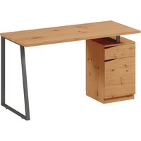 HOMCOM Computerschreibtisch mit Schrank und Schublade 135 x 60 cm, Schreibtisch mit Stauraum, verstellbares Regal, Metallfüße, Industrial-Stil, Arbeitstisch für – Ansicht 1