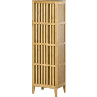 HOMCOM Bambus Aufbewahrungsschrank mit 4 Ebenen und Lamellentürdesign für Badezimmer Schlafzimmer Wohnzimmer 40 x 30 x 140 cm Aosom – Ansicht 1