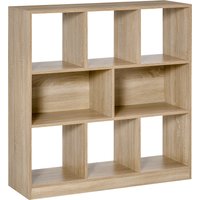 HOMCOM Bücherregal Natur 3-stöckig Aufbewahrungsregal für Büro und Wohnzimmer 97,5x30x100cm, stilvolles Display Regal Aosom.de – Ansicht 1