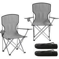 Outsunny 2er-Set Campingstühle mit hoher Rückenlehne, Getränkehalter und Transporttaschen, klappbare tragbare Stühle aus Metall und Oxford-Gewebe, für Outdoor P – Ansicht 1