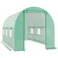 Outsunny Tunnel-Gewächshaus 8 m², Tunnelgewächshaus 400 x 200 x 200 cm mit Tür und 6 Fenstern, für Außenbereich, ganzjährig, Gemüse, Obst, Blumen, PE-Abdeckung  – Ansicht 1