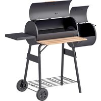 Outsunny® Smoker Grill BBQ Holzkohlengrill Grillwagen mit 2 x Brennkammer Schornstein Aosom – Ansicht 1