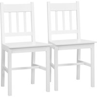 HOMCOM Esszimmerstuhl 2er Set stilvolle Küchenstühle in Weiß Kiefernholz 41x46,5x85,5cm ideal für Esszimmer & Wohnbereich Aosom.de – Ansicht 1