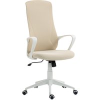 Vinsetto Drehbarer Bürostuhl Schreibtischstuhl für Jugendliche höhenverstellbar Kippfunktion Armlehnen Hohe Rückenlehne 62x56x110-119,5 cm Beige Aosom – Ansicht 1