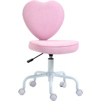 HOMCOM Drehstuhl Chefsessel Computerstuhl Sitzhöhenverstellung niedlich herzförmig Polsterung Rosa Leinenstoff 40 x 50 x 79-89 cm Aosom – Ansicht 1
