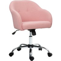 HOMCOM Homeoffice Stuhl, Ergonomisch Schreibtischstuhl Drehstuhl Höhenverstellbarer Bürostuhl mit Wippfunktion, Teddysamtoptik, Schminkstuhl für Schlafzimmer, A