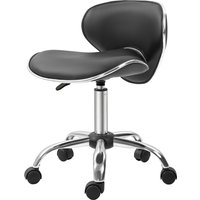 HOMCOM Drehstuhl mit höhenverstellbarer 44-56 cm Rückenlehne, 360° drehbarer Bürohocker für Massage-Salon, Büro, Klinik, Schwarz Aosom – Ansicht 1