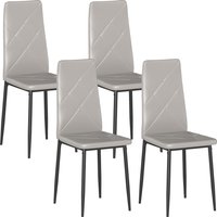 HOMCOM 4er-Set Esszimmerstühle aus Kunstleder, Küchenstühle mit hoher Rückenlehne und Diamantsteppung sowie Stahlbeinen, moderne Stühle für Küche, Schlafzimmer, – Ansicht 1