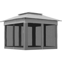 Outsunny Pavillon 3 x 3 m Pop-up Gartenpavillon Faltbar Stahl Polyester wasserdichter Anti-UV Moskitonetze + Transporttasche grau Aosom – Ansicht 1