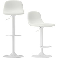 HOMCOM Set 2 Küchenhocker mit Rückenlehne und Fußstütze, hohe Barhocker mit höhenverstellbarer Sitzhöhe und PU-Lederpolster, 360° drehbar, Weiß Aosom – Ansicht 1