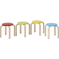 HOMCOM 4er Set Esszimmerhocker Stapelhocker Runde Hocker, Küchenhocker für Esszimmer, Wohnzimmer, Küche, Bunt Aosom – Ansicht 1