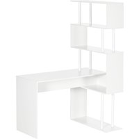 HOMCOM Eckschreibtisch, L-Form Schreibtisch, Computertisch mit 4 Ablagen, PC Tisch Winkelschreibtisch für Büro, Arbeitszimmer, 120 x 80 x 176, Weiß Aosom – Ansicht 1