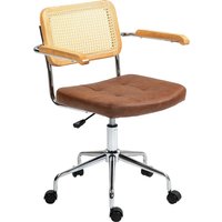 HOMCOM Bürostuhl, Drehstuhl, kippbare Funktion, höhenverstellbar, drehbarer Sitz, mit Armlehnen, Rollen, Tragfähigkeit 120 kg, braun Aosom – Ansicht 1