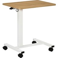 HOMCOM Stehschreibtisch, 70-110 cm höhenverstellbar, Computertisch klein, mit Rollen, C-förmig, platzsparend, Natur, Weiß Aosom.de – Ansicht 1