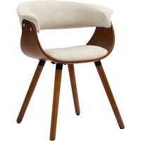 HOMCOM Esszimmerstuhl Küchenstuhl mit Rückenlehne, Leinenoptik, Sessel Polsterstuhl mit Holzbeine für Esstisch, Beige Aosom – Ansicht 1