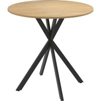 HOMCOM Esstisch, Runder Küchentisch für 2 Personen im Industriestil mit Stahlbeinen, Esszimmertisch für Esszimmer, Küche, Eiche Ø80 x 75 cm Aosom – Ansicht 1