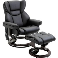 HOMCOM Relaxsessel mit Massagefunktion und Fußhocker Massagesessel mit Liegefunktion, Kunstleder, Schwarz Aosom – Ansicht 1
