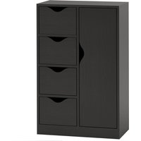 HOMCOM Buffet Kommode modernes Möbelstück 1 Schrank und 4 Schubladen - aus Holz - für Wohnzimmer, Küche, Diele, Esszimmer - Schwarz Aosom – Ansicht 1