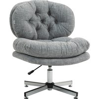 HOMCOM Bürostuhl, Ergonomisch Schreibtischstuhl mit Wippfunktion, Weicher und Geposterter Sitzfläche, Höhenverstellbar Drehstuhl mit Leinenoptik, für Home-Offic – Ansicht 1