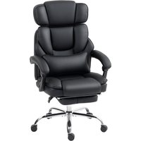 HOMCOM Bürostuhl Ergonomischer Schreibtischstuhl mit Lendenwirbelstütze, Armlehne, Fußstütze, Höhenverstellbarer Drehstuhl aus PU-Leder, Gepolstert Computerstuh – Ansicht 1